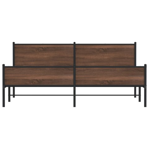 Metalowa rama łóżka, bez materaca, brązowy dąb, 200x200 cm  Lumarko!