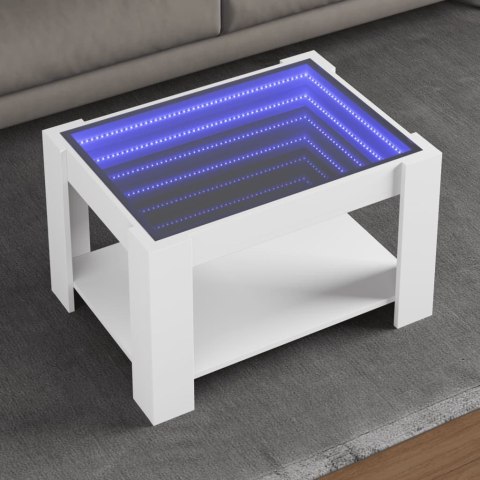 Stolik kawowy z LED, biały 73x53x45 cm, materiał drewnopochodny  Lumarko!