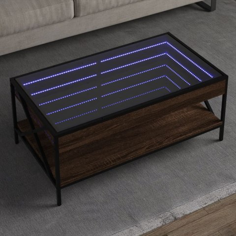 Stolik kawowy z LED Infinity, brązowy dąb, 90x50x38 cm  Lumarko!