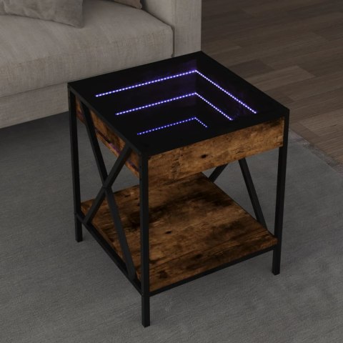 Stolik kawowy z LED Infinity, przydymiony dąb, 40x40x49 cm  Lumarko!