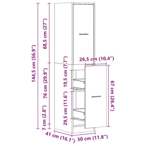 Szafka apteczna, biała na wysoki połysk, 30x41x144,5 cm  Lumarko!