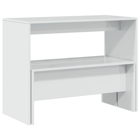 3-częściowy zestaw mebli: stolik i ławki, biały, wysoki połysk  Lumarko!