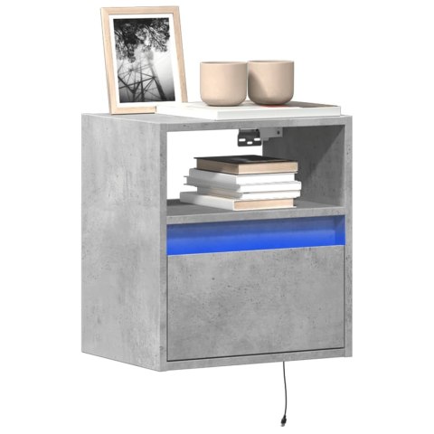 Ścienna szafka TV z LED, szarość betonu, 41x31x45 cm  Lumarko!