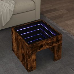 Stolik kawowy z LED Infinity, przydymiony dąb, 40x40x30 cm  Lumarko!