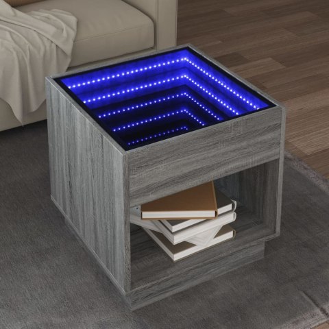 Stolik kawowy z LED Infinity, szary dąb sonoma, 50x50x50 cm  Lumarko!