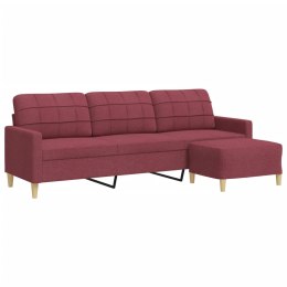 3-osobowa sofa z podnóżkiem winna czerwień 210 cm, tkaniną Lumarko!