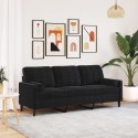 3-osobowa sofa z poduszkami, czarna, 180 cm, aksamit Lumarko!