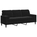 3-osobowa sofa z poduszkami, czarna, 180 cm, aksamit Lumarko!