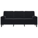 3-osobowa sofa z poduszkami, czarna, 180 cm, aksamit Lumarko!