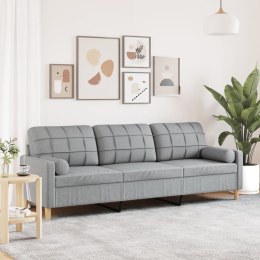 3-osobowa sofa z poduszkami, jasnoszara, 210 cm, obita tkaniną Lumarko!