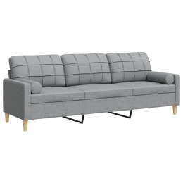 3-osobowa sofa z poduszkami, jasnoszara, 210 cm, obita tkaniną Lumarko!