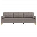 3-osobowa sofa z poduszkami, taupe, 210 cm, obita tkaniną Lumarko!