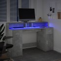 Biurko z podświetleniem LED, betonowa szarość, 140x55x91 cm Lumarko!