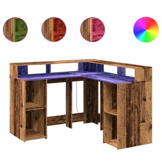 Biurko z podświetleniem LED, stare drewno, 130x130x91 cm  Lumarko!