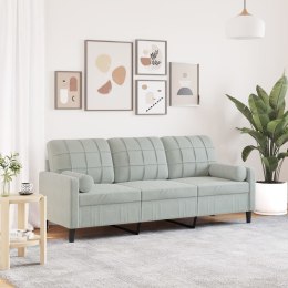 3-osobowa sofa z poduszkami, jasnoszara, 180 cm, aksamit Lumarko!