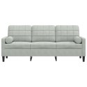 3-osobowa sofa z poduszkami, jasnoszara, 180 cm, aksamit Lumarko!