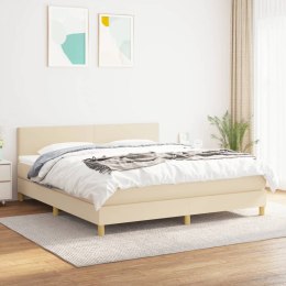 Łóżko kontynentalne z materacem, kremowe, tkanina, 160x200 cm  Lumarko!