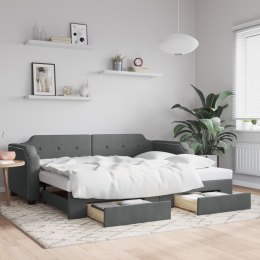 Sofa rozsuwana z szufladami, ciemnoszara, 90x200 cm, tkanina  Lumarko!