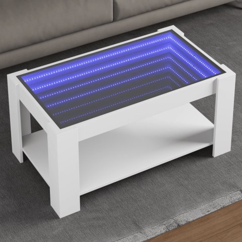 Stolik kawowy z LED, biały 93x53x45 cm, materiał drewnopochodny  Lumarko!