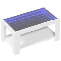 Stolik kawowy z LED, biały 93x53x45 cm, materiał drewnopochodny  Lumarko!