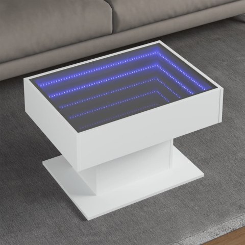 Stolik kawowy z LED, biały, 70x50x45cm, materiał drewnopochodny  Lumarko!