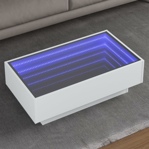 Stolik kawowy z LED, biały, 90x50x30cm, materiał drewnopochodny  Lumarko!