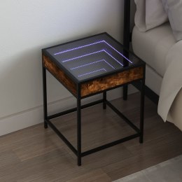 Stolik nocny z LED Infinity, przydymiony dąb, 40x40x51 cm  Lumarko!