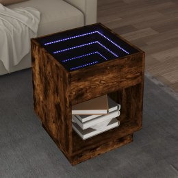 Stolik kawowy z LED Infinity, przydymiony dąb, 40x40x50 cm  Lumarko!