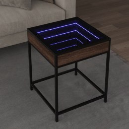 Stolik kawowy z LED Infinity, brązowy dąb, 40x40x51 cm  Lumarko!