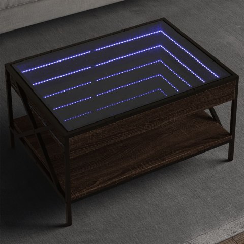 Stolik kawowy z LED Infinity, brązowy dąb, 70x50x38 cm  Lumarko!