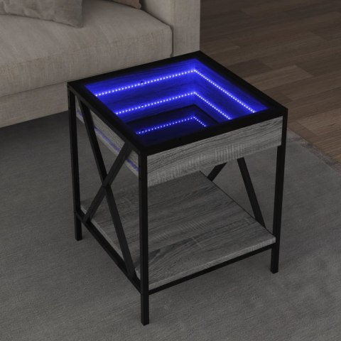 Stolik kawowy z LED Infinity, szary dąb sonoma, 40x40x49 cm  Lumarko!