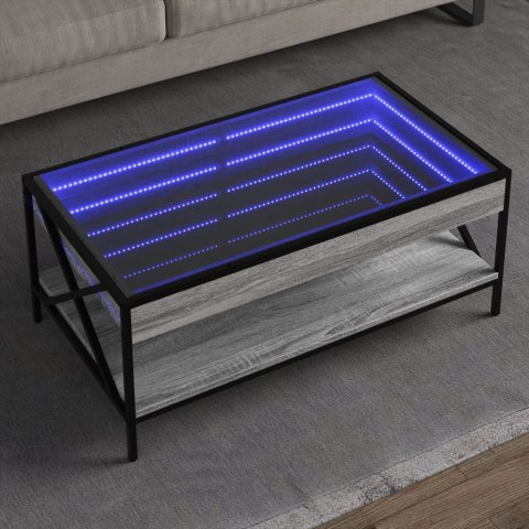 Stolik kawowy z LED Infinity, szary dąb sonoma, 90x50x38 cm  Lumarko!