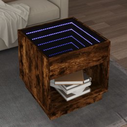 Stolik kawowy z LED Infinity, przydymiony dąb, 50x50x50 cm  Lumarko!