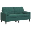 2-osobowa sofa z poduszkami, ciemnozielona, 140 cm, aksamit  Lumarko!