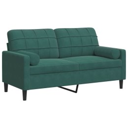 2-osobowa sofa z poduszkami, ciemnozielona, 140 cm, aksamit Lumarko!