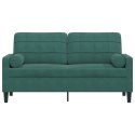 2-osobowa sofa z poduszkami, ciemnozielona, 140 cm, aksamit Lumarko!