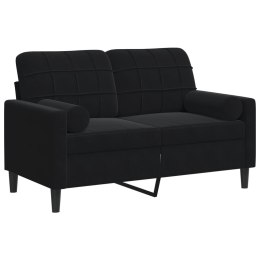 2-osobowa sofa z poduszkami, czarna, 120 cm, aksamit  Lumarko!