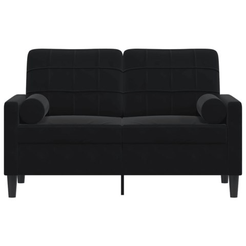 2-osobowa sofa z poduszkami, czarna, 120 cm, aksamit  Lumarko!