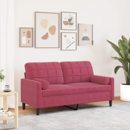 2-osobowa sofa z poduszkami, winna czerwień, 140 cm, aksamit Lumarko!