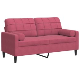 2-osobowa sofa z poduszkami, winna czerwień, 140 cm, aksamit Lumarko!