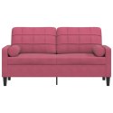 2-osobowa sofa z poduszkami, winna czerwień, 140 cm, aksamit Lumarko!