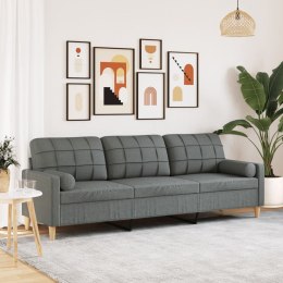 3-osobowa sofa z poduszkami, ciemnoszara, 210 cm, obita tkaniną Lumarko!