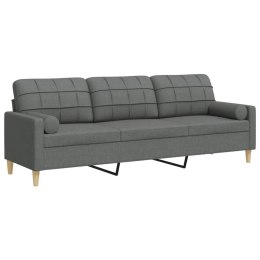 3-osobowa sofa z poduszkami, ciemnoszara, 210 cm, obita tkaniną Lumarko!