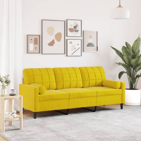 3-osobowa sofa z poduszkami, żółta, 180 cm, aksamit Lumarko!