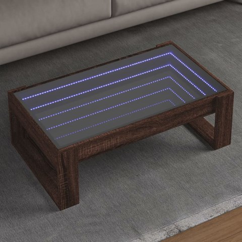 Stolik kawowy z LED Infinity, brązowy dąb, 90x53x30 cm  Lumarko!