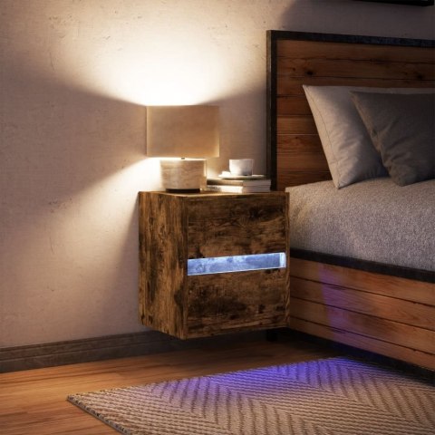 Wisząca szafka nocna z podświetleniem LED, przydymiony dąb  Lumarko!