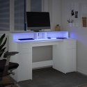 Biurko z podświetleniem LED, białe, 140x55x91 cm Lumarko!