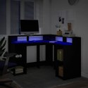 Biurko z podświetleniem LED, czarne, 130x130x91 cm  Lumarko!