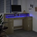 Biurko z podświetleniem LED, dąb sonoma, 140x55x91 cm  Lumarko!