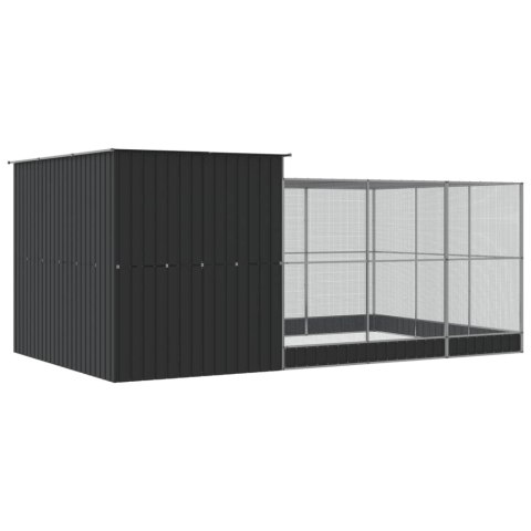 Woliera z przedłużeniem, srebrna, 497x303x216 cm, stalowa  Lumarko!